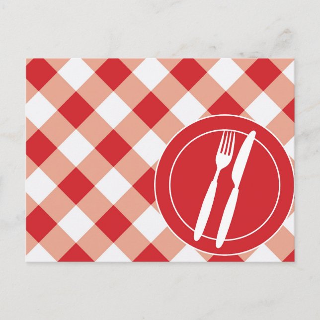 Postal Red Gingham y Cutlery (Anverso)