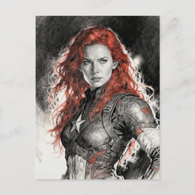 Postal Red haired warrior woman  (Anverso)