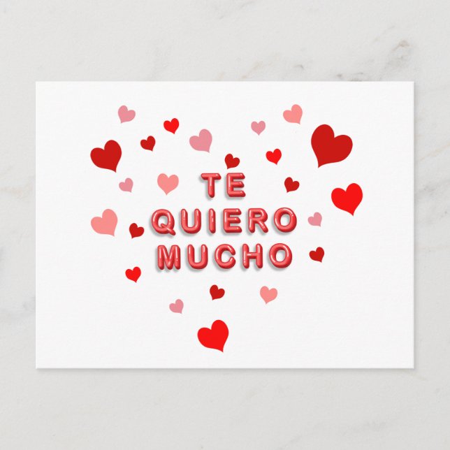 Postal Red Heart Confetti Te Quiero Mucho 3d Letters (Anverso)
