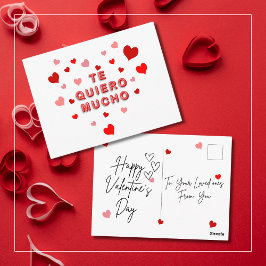 Postal Red Heart Confetti Te Quiero Mucho 3d Letters
