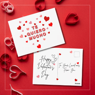 Postal Red Heart Confetti Te Quiero Mucho 3d Letters