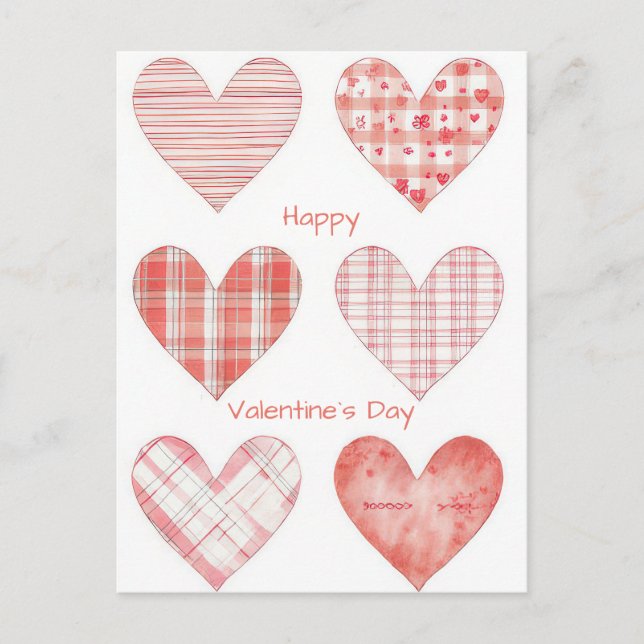 Postal Red Hearts Design Valentine`s Day Card  (Anverso)