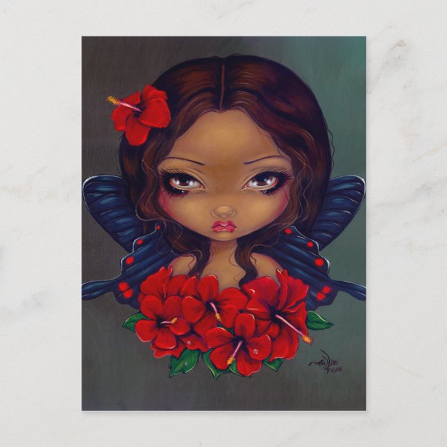 Postal "Red Hibiscus Fairy" (Anverso)