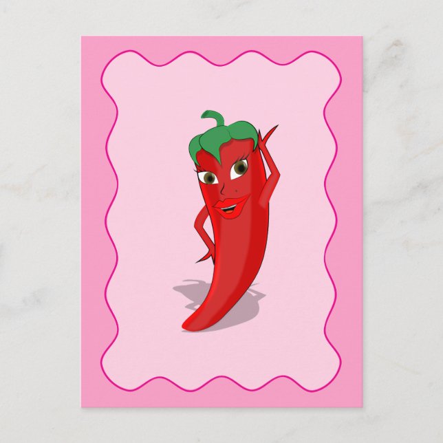 Postal Red Hot Pepper Diva Rosa Wavly Border (Anverso)