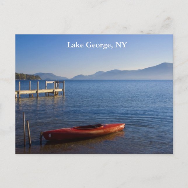 Postal Red Kayak en el lago George, NY (Anverso)