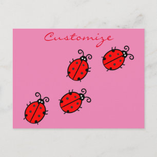 Postal Red Ladybugs Crawling Thunder_Cove