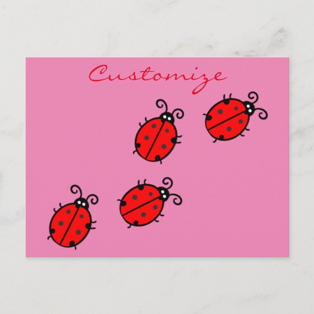Postal Red Ladybugs Crawling Thunder_Cove (Anverso)