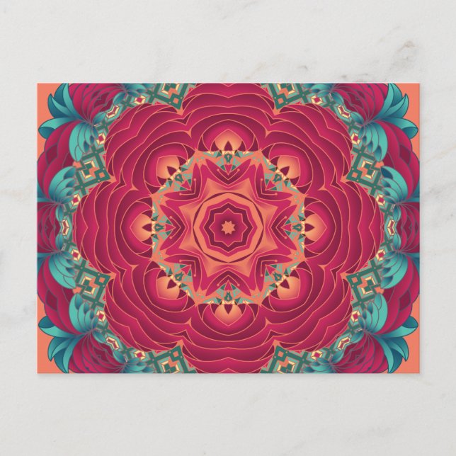 Postal Red Lotus Mandala (Anverso)