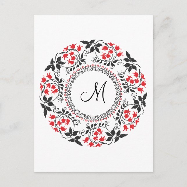 Postal Red May liga anillo Monograma personalizado inicia (Anverso)