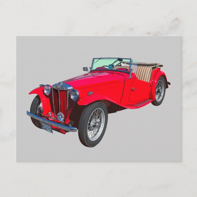 Postal Red MG Coche Deportivo Antiguo Convertible (Anverso)