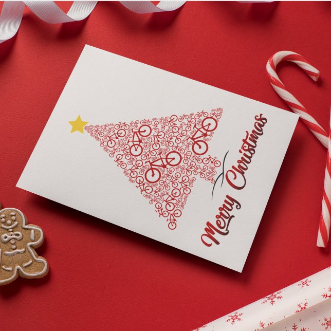 Postal Red Mtb Bicycle Christmas Tree Feliz Navidad (Subido por el creador)