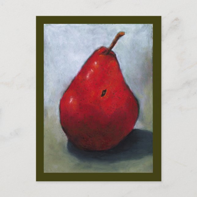 POSTAL RED PEAR: PETRÓLEO PASTEL ART: FRUTA (Anverso)