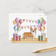 Red Pembroke Welsh Corgi Colorful Pastel Cumpleaño