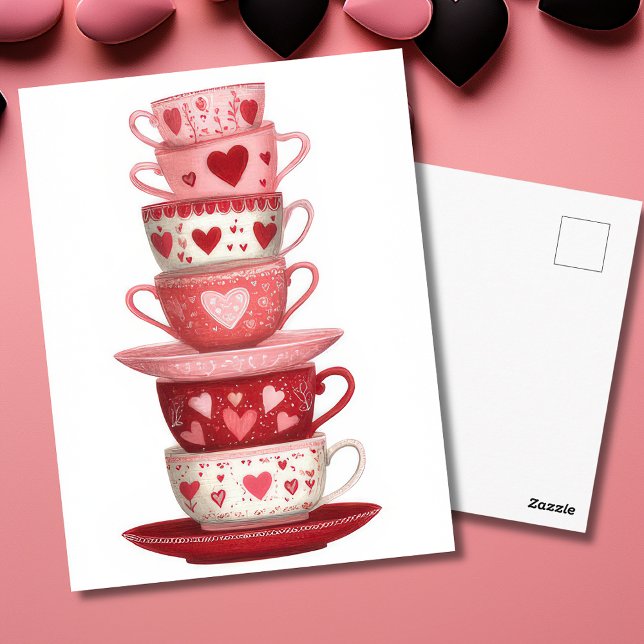Postal Red Pink Heart Mugs Valentine`s Day Card  (Subido por el creador)