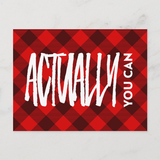 Postal Red Plaid, En Realidad, Puedes Motivador Cita (Anverso)