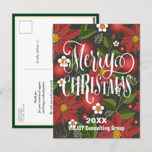 Postal Red Poinsettia Floral Elegal Script Corporate