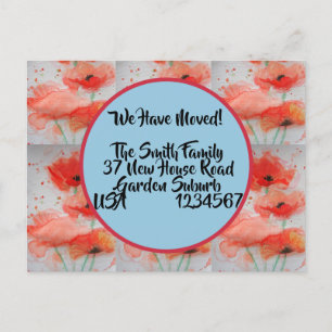 Postal Red Poppy Nueva Postcard, Nos Estamos Moviendo