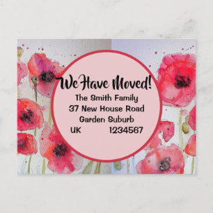 Postal Red Poppy Nueva Postcard, Nos Estamos Moviendo