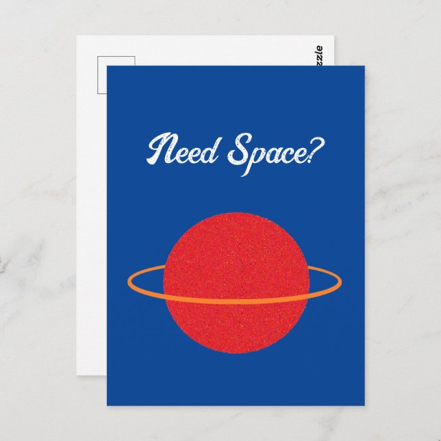 Postal Red Retro Planet, Personalizado del espacio de cie (Anverso / Reverso)