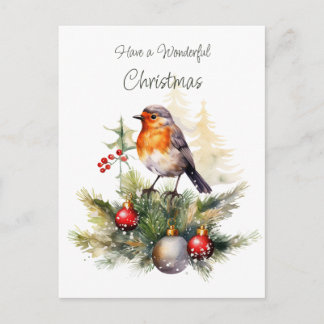 Postal Red Robin Christmas Postcard
