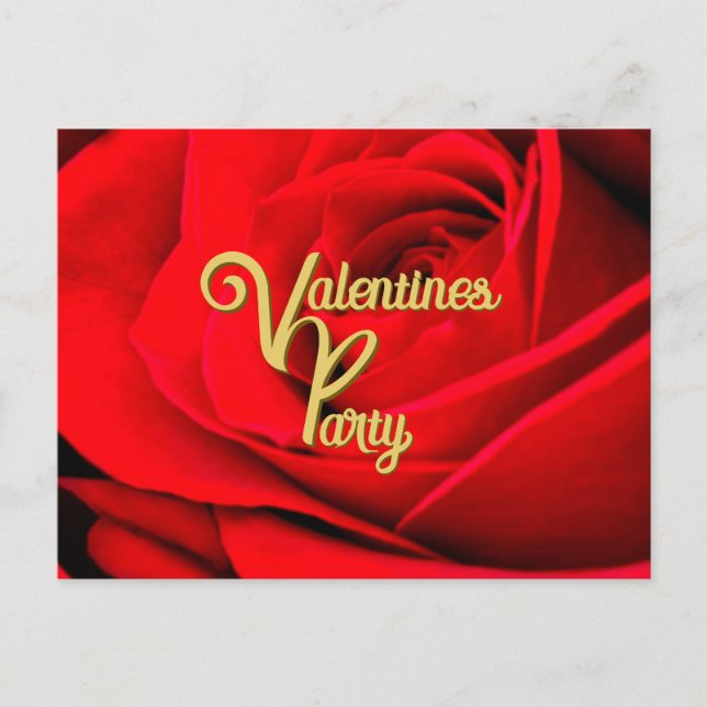 Postal Red Rose Valentines Party Postcard (Anverso)
