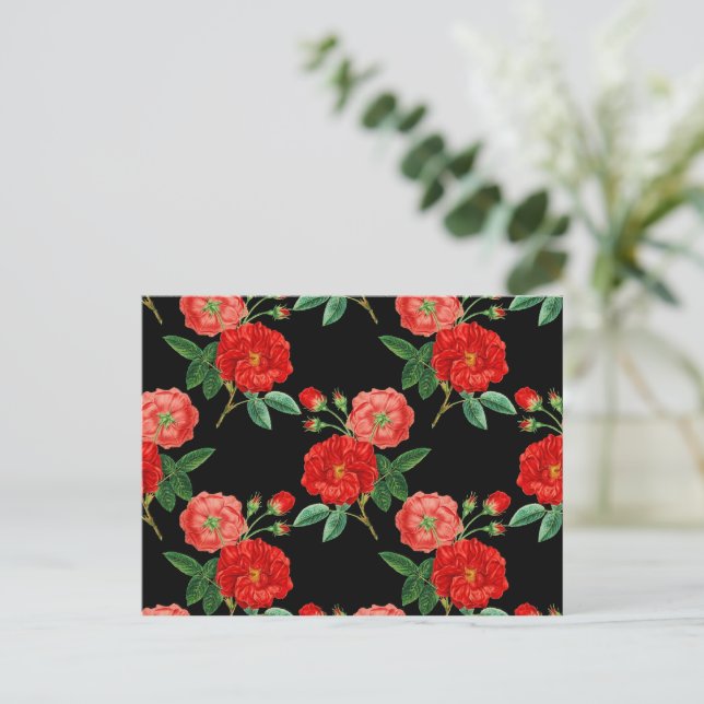 Postal Red Roses, Black Background, (Anverso de pie)