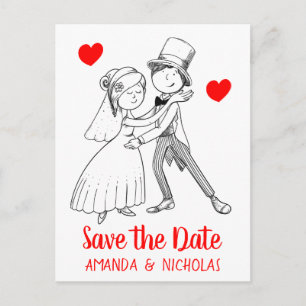 Postal Red Save the Date Boda Personalizado Bride Groom
