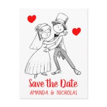 Red Save the Date Boda Personalizado Bride Groom