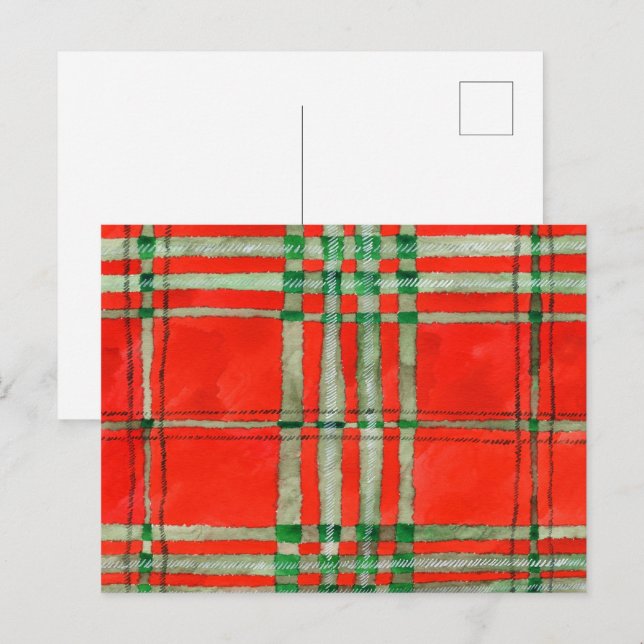 postal RED SCOTT TARTAN (Anverso / Reverso)