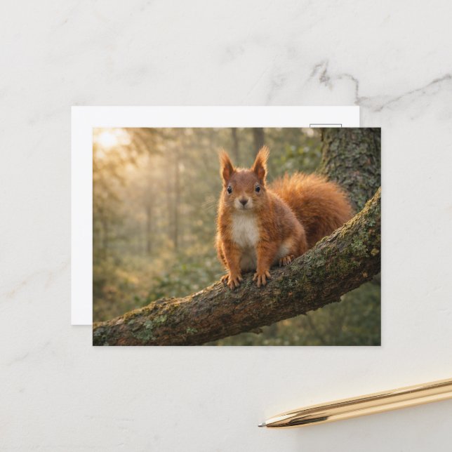 Postal Red Squirrel Scottish Highlands Misty Forest (Anverso/Reverso In Situ)