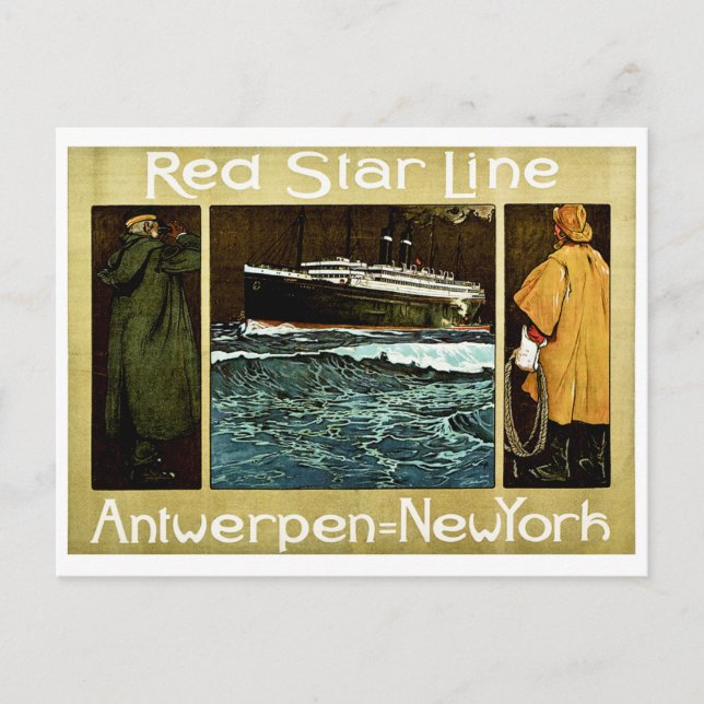 Postal Red Star Line Antwerpen a Nueva York (Anverso)