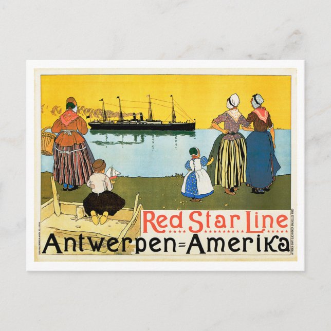 Postal Red Star Line ~ Antwerpen-Amerika (Anverso)