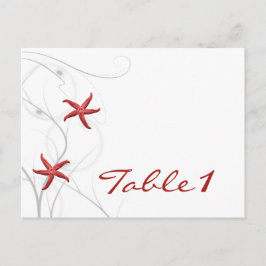 Postal Red Starfish and Silver Coral Table Number