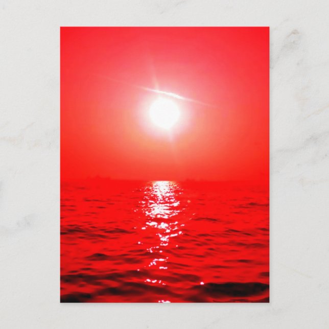 Postal Red Sunset Seascape (Anverso)