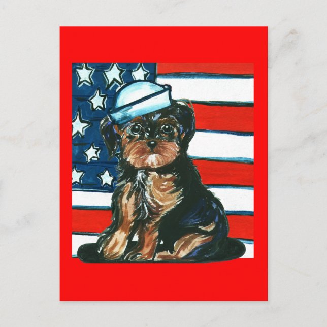 Postal Red, White & Blue Yorkie Poo (Anverso)