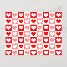 Postal Red White Love hearts Valentine's Day