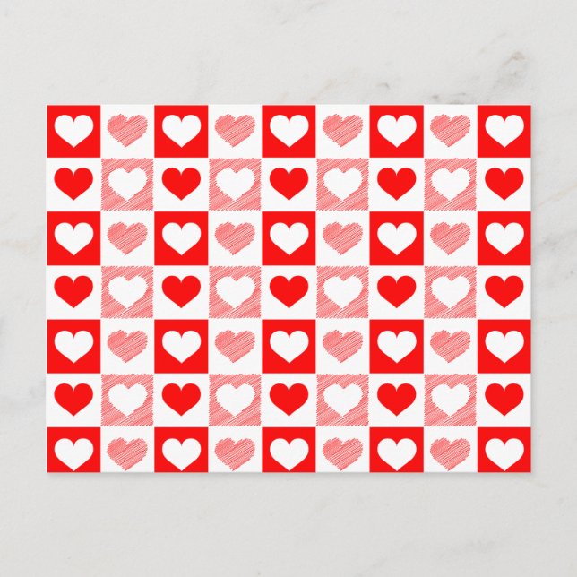 Postal Red White Love hearts Valentine's Day  (Anverso)