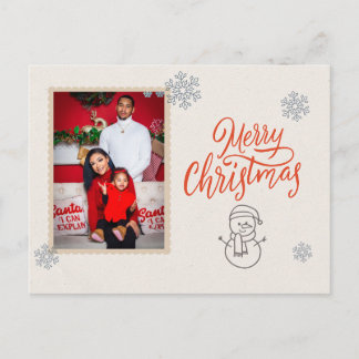 Postal Red White Modern Illustrated Christmas Postcard