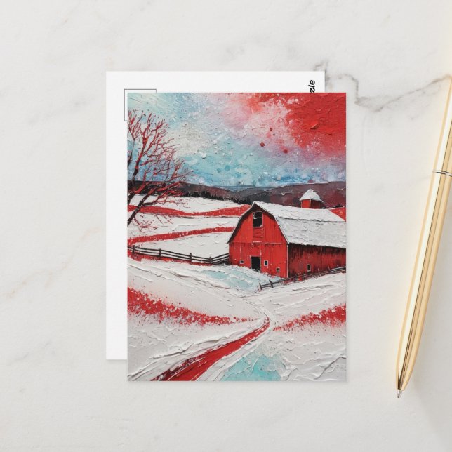 Postal Red winter barn (Anverso/Reverso In Situ)
