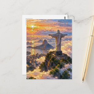 Postal Redentor sobre las nubes