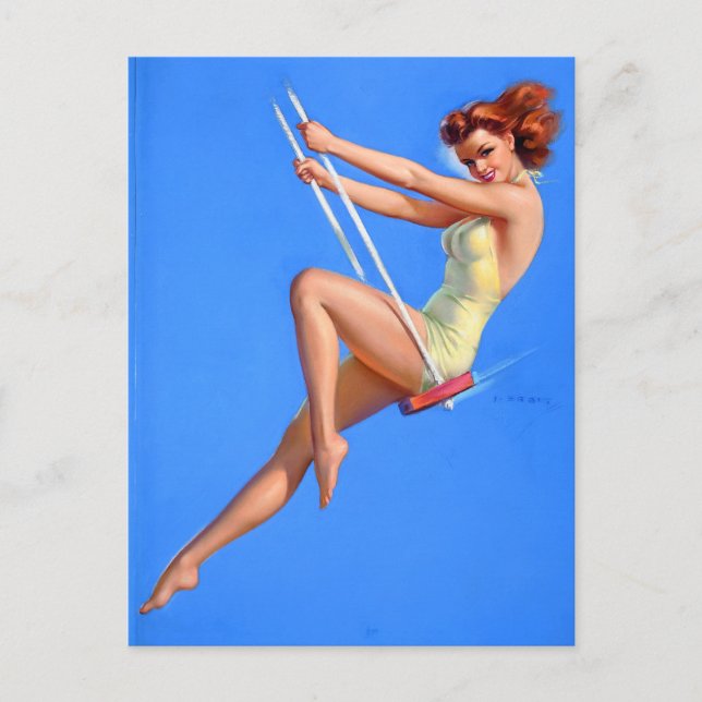 Postal Redhead on Swing Pin Up (Anverso)