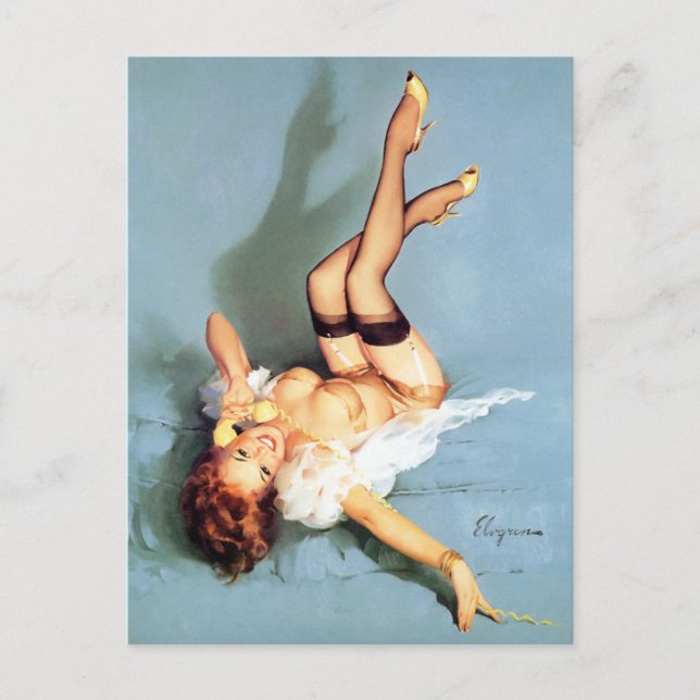 Postal Redhead on Telephone Pin Up (Anverso)