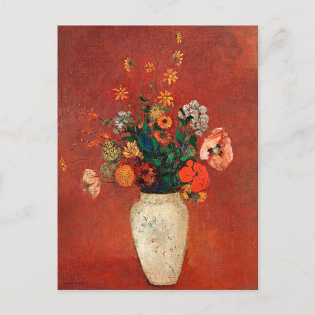 Postal Redon - Bouquet en una caja china (Anverso)