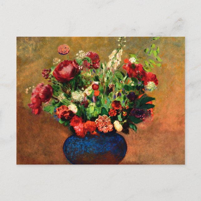 Postal Redon - Poppies y el dulce William en una maleta a (Anverso)