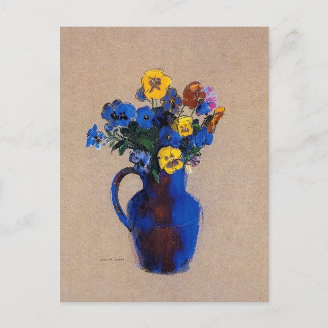 Postal Redon - Vase de las flores pansies, (Anverso)