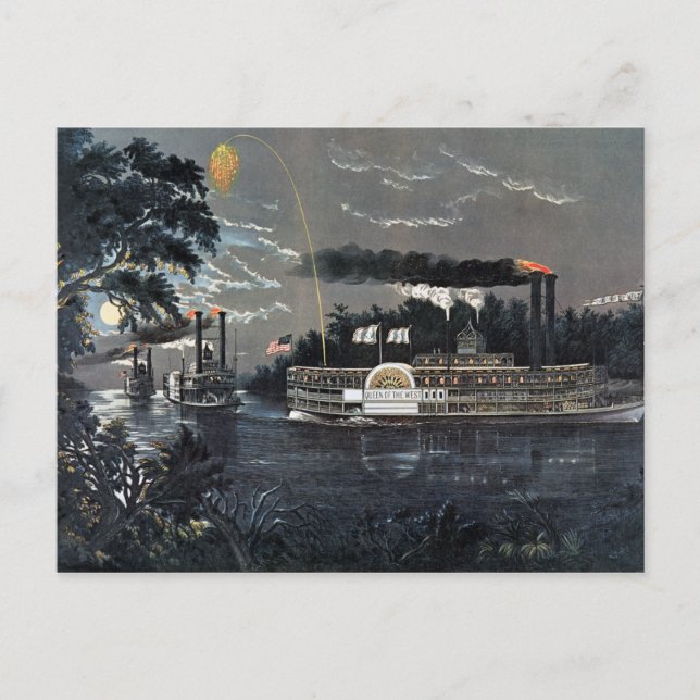 Postal Redondeando una apuesta en el barco de vapor Misis (Anverso)