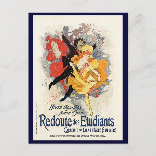 Postal Redoute des Etudiants, Jules Chéret (Anverso)
