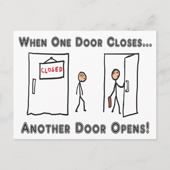 Postal Redundancia cuando se cierra una puerta (Anverso)