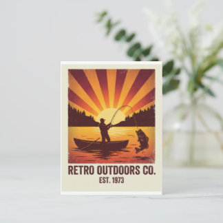 Postal Reel Cool Dad Vintage Fishing Retro Atardecer
