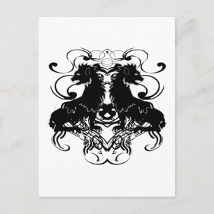 Postal Reelaboración de leones vintage con Swirls